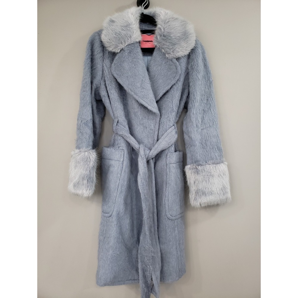 NEVER WORN Kate Spade Faux‎ Fur Dusty Blue Penny Lane Coat Whimsical Fairycore